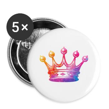 Watercolor Crown Art - Buttons large 2.2''/56 mm (5-pack) - white - Front