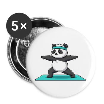 Yoga-Panda-Bär macht Krieger-Pose - Buttons groß 56 mm (5er Pack) - Weiß - Vorne