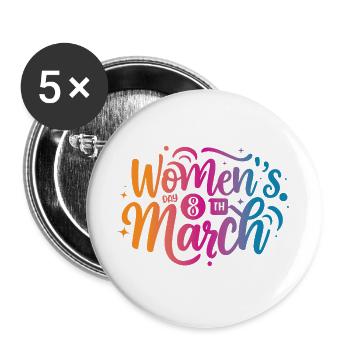 Women Day 8th March - Buttons groß 56 mm (5er Pack) - Weiß - Vorne