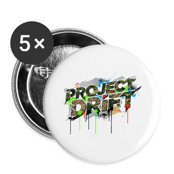 Camouflage Project Drift Tuner Street Style - Buttons groß 56 mm (5er Pack) - Weiß - Vorne