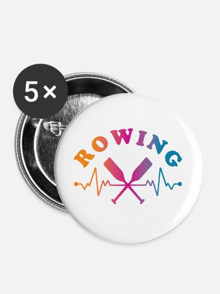 Rowing Wassersport - Buttons groß 56 mm (5er Pack) - Weiß