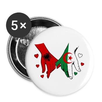 Albania Algeria Flag Holding Hands - Buttons large 2.2''/56 mm (5-pack) - white - Front