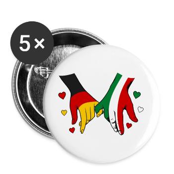 Deutschland Italien Flaggen Händehalten - Buttons groß 56 mm (5er Pack) - Weiß - Vorne