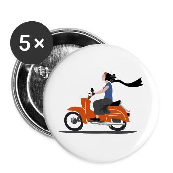 SERBSKA HOLCA MOPED - Buttons large 2.2''/56 mm (5-pack) - white - Front