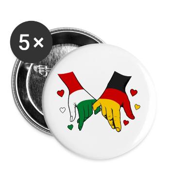 Hungary Germany Flags Holding Hands - Buttons large 2.2''/56 mm (5-pack) - white - Front