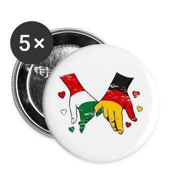 Hungary Germany Flags Hand Holding Used - Buttons large 2.2''/56 mm (5-pack) - white - Front