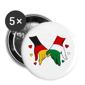 Germany Hungary Flag Holding Hands - Buttons large 2.2''/56 mm (5-pack) - white - Front