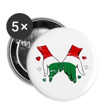 Hungary flag holding hands used - Buttons large 2.2''/56 mm (5-pack) - white - Front