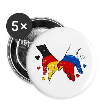 Deutschland Russland Flagge Händehalten - Buttons groß 56 mm (5er Pack) - Weiß - Vorne