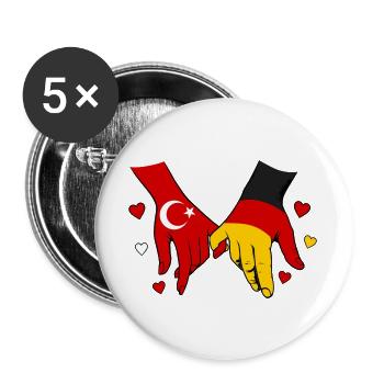 Turkey Germany Flag Holding Hands - Buttons large 2.2''/56 mm (5-pack) - white - Front