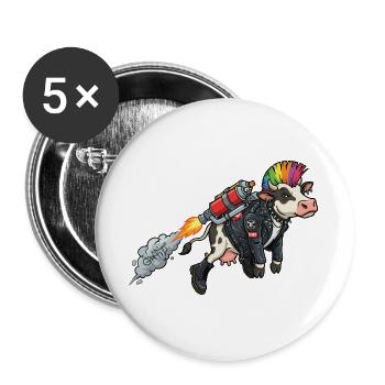 fliegende Punkkuh Grafitti - Buttons groß 56 mm (5er Pack) - Weiß - Vorne