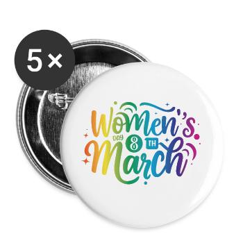 Women Day 8th March - Buttons groß 56 mm (5er Pack) - Weiß - Vorne