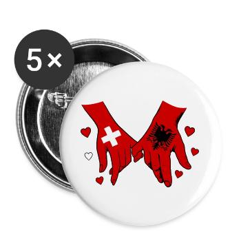 Switzerland Albania Flag Holding Hands - Buttons large 2.2''/56 mm (5-pack) - white - Front