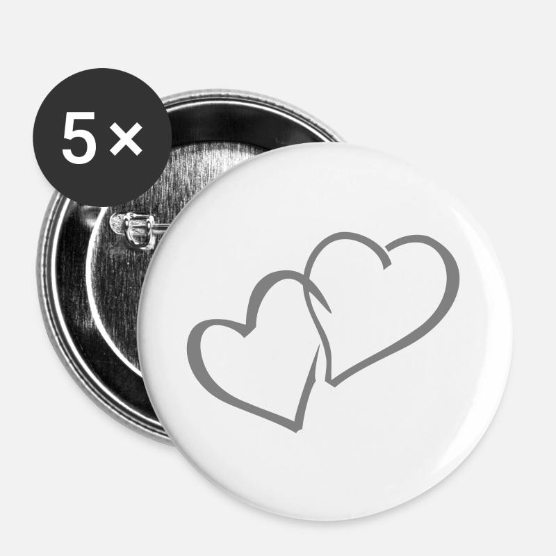 hearts heart hearts - Buttons large 2.2''/56 mm (5-pack) - white