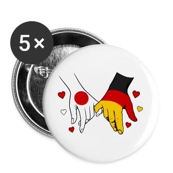 Japan_Deutschland_Flagge_Händehalten - Buttons large 2.2''/56 mm (5-pack) - white - Front