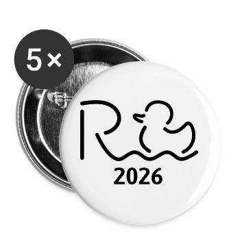 Rente 2026 - Ruhestand - Pension - Buttons groß 56 mm (5er Pack) - Weiß - Vorne