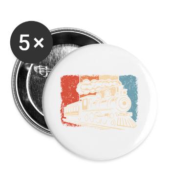 Eisenbahn Dampflok Lokomotive Modelleisenbahn Zug - Buttons groß 56 mm (5er Pack) - Weiß - Vorne