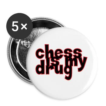 Addict aux Échecs Chess is my Drug - Lot de 5 grands badges (56 mm) - blanc - Devant