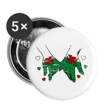 Wales_Flagge_Haendehalten_used - Lot de 5 grands badges (56 mm) - blanc - Devant