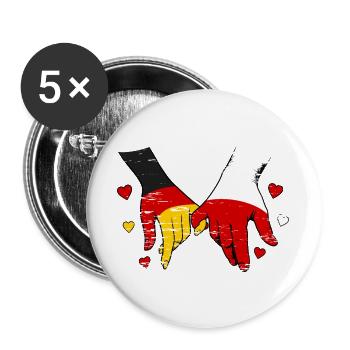 Germany Poland Flag Holding Hands - Buttons large 2.2''/56 mm (5-pack) - white - Front