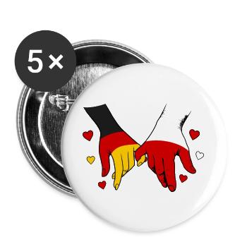 Germany Poland Flags Holding Hands - Buttons large 2.2''/56 mm (5-pack) - white - Front