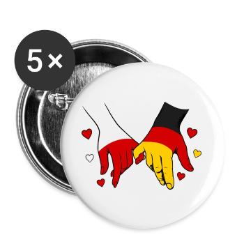 Polen_Deutschland_Flagge_Händehalten - Lot de 5 grands badges (56 mm) - blanc - Devant