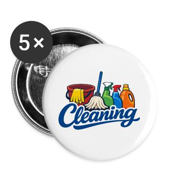 Funny Cleaning Lady Housekeeping Housekeeper - Buttons large 2.2''/56 mm (5-pack) - white - Front