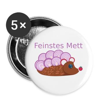 Der Mettigel: Feinstes Mett! (Nr.2) - Buttons groß 56 mm (5er Pack) - Weiß - Vorne