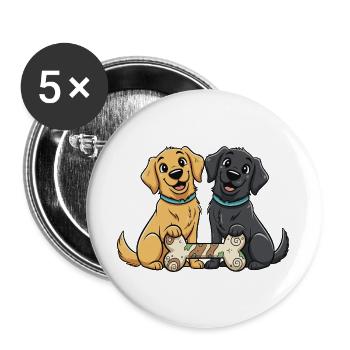 Duo Paw Friend avec des Os - Lot de 5 grands badges (56 mm) - blanc - Devant