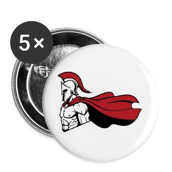 Spartiate_Guerrier_Mascotte_Casque_Cape_Rouge - Buttons large 2.2''/56 mm (5-pack) - white - Front