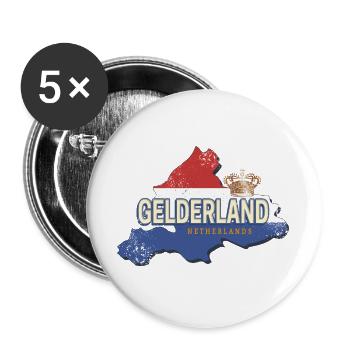 Gueldre Carte rétro des Pays-Bas - Lot de 5 grands badges (56 mm) - blanc - Devant