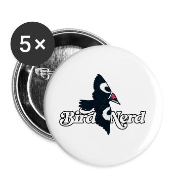 Bird Nerd Logo Tee - Buttons large 2.2''/56 mm (5-pack) - white - Front
