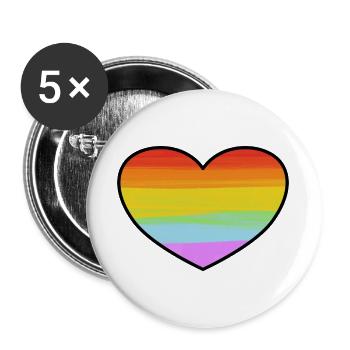 Rainbow Pride Heart - Buttons large 2.2''/56 mm (5-pack) - white - Front