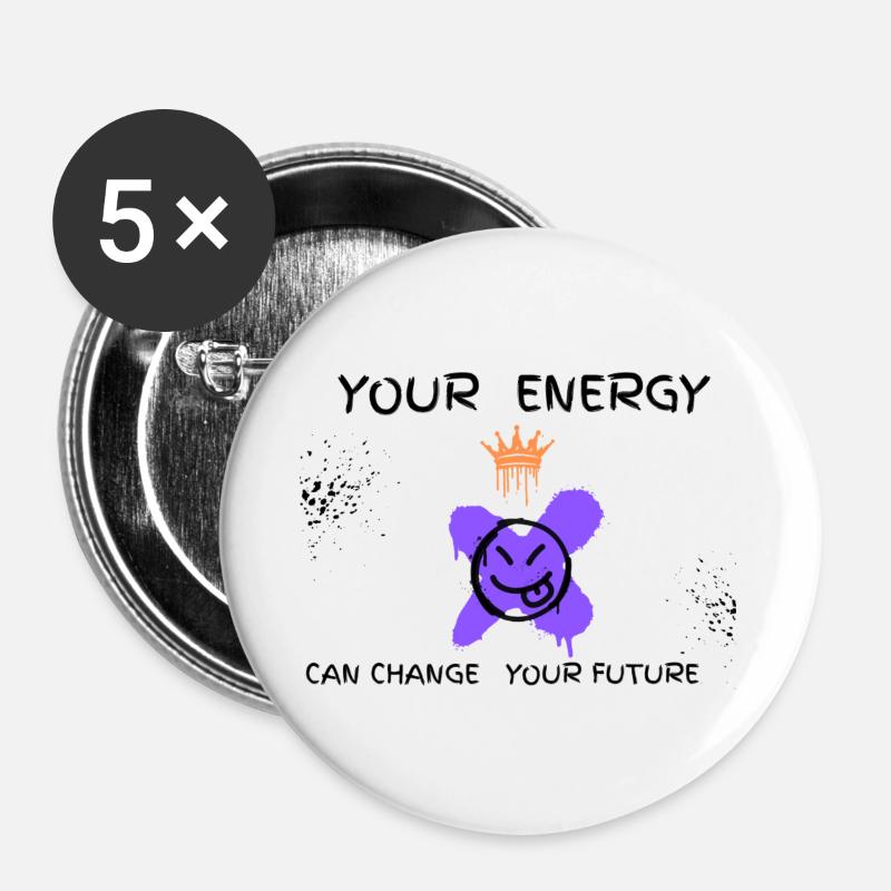 Crown Graffiti Purple - Buttons large 2.2''/56 mm (5-pack) - white