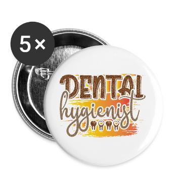 Leopard Hygienist Sunset Script - Buttons groß 56 mm (5er Pack) - Weiß - Vorne