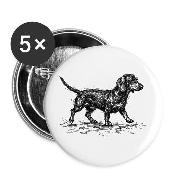 Croquis teckel – Design minimaliste de chien - Lot de 5 grands badges (56 mm) - blanc - Devant