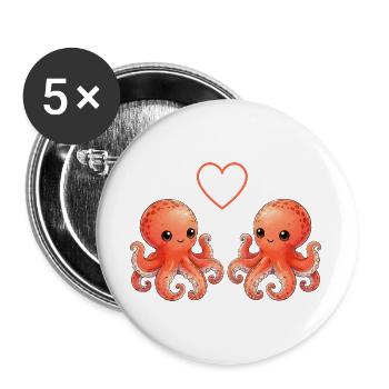Octopus Love - Lot de 5 grands badges (56 mm) - blanc - Devant