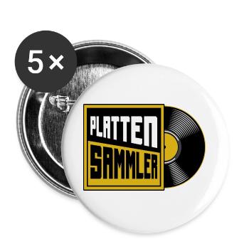 Collectionneur de disques, amoureux du vinyle - Lot de 5 grands badges (56 mm) - blanc - Devant