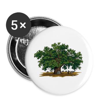 Eiche - Buttons groß 56 mm (5er Pack) - Weiß - Vorne