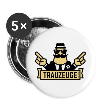 Trauzeuge Handzeichen (Polterabend / JGA / 3C) - Buttons groß 56 mm (5er Pack) - Weiß - Vorne