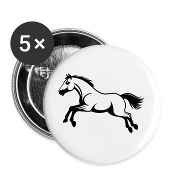 Saut d’obstacles à cheval - Lot de 5 grands badges (56 mm) - blanc - Devant