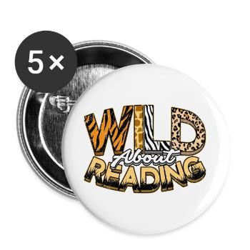 Wild About Reading Books Lover - Buttons large 2.2''/56 mm (5-pack) - white - Front