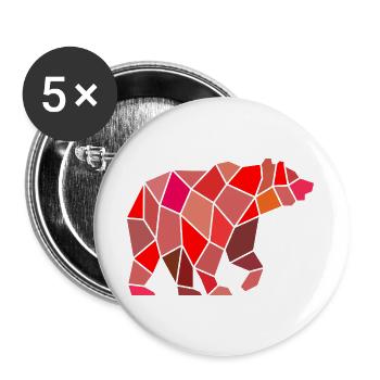 Geometric Bear in Mosaic - Buttons large 2.2''/56 mm (5-pack) - white - Front