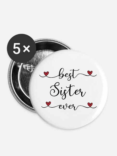 beste Schwester - Buttons groß 56 mm (5er Pack) - Weiß