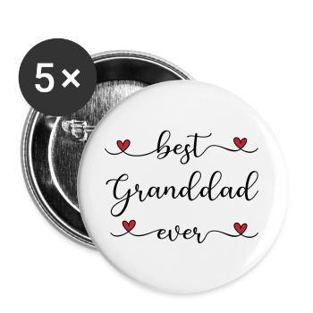 bester Opa der Welt - Buttons groß 56 mm (5er Pack) - Weiß - Vorne