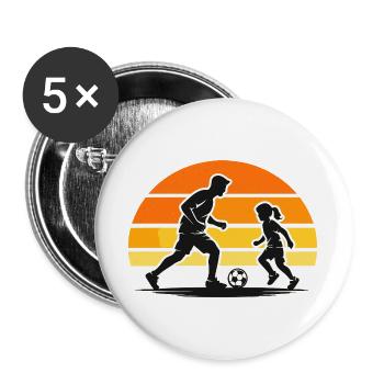 Football with child in retro sunset style - Buttons large 2.2''/56 mm (5-pack) - white - Front
