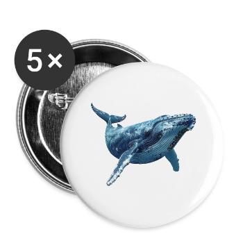 Humpback whale - Buttons large 2.2''/56 mm (5-pack) - white - Front