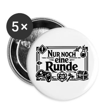 Nur noch eine Runde - Gamer - Spiele Fan - Buttons groß 56 mm (5er Pack) - Weiß - Vorne