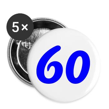 60. 60 JAHRE. 60-JÄHRIGES JUBILÄUM. 60. GEBURTSTAG. - Buttons groß 56 mm (5er Pack) - Weiß - Vorne