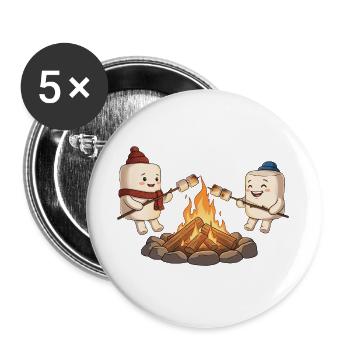 Lagerfeuer-Marshmallow-Freunde - Buttons groß 56 mm (5er Pack) - Weiß - Vorne